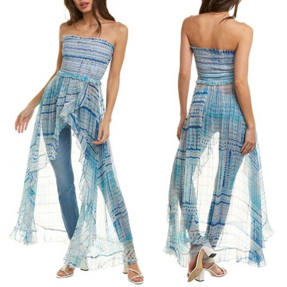 ROCOCO SAND Celine Maxi Dress in Blue Metallic Tie Dye Size Small - Picture 3 of 9